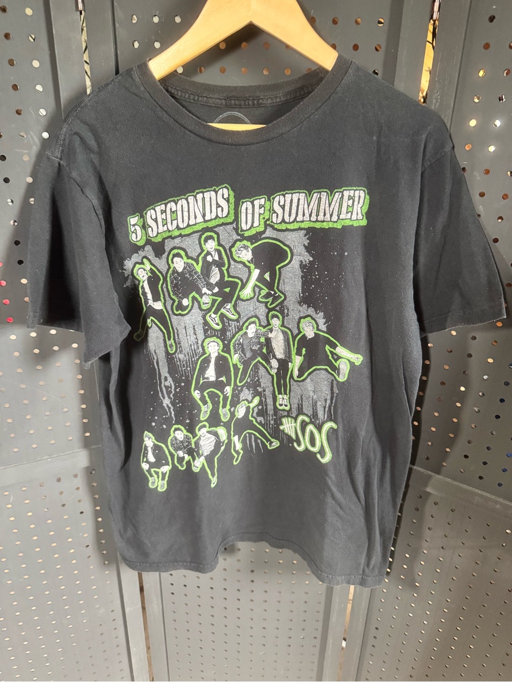 5 Seconds Of Summer Black Tee with Neon Green Graphic